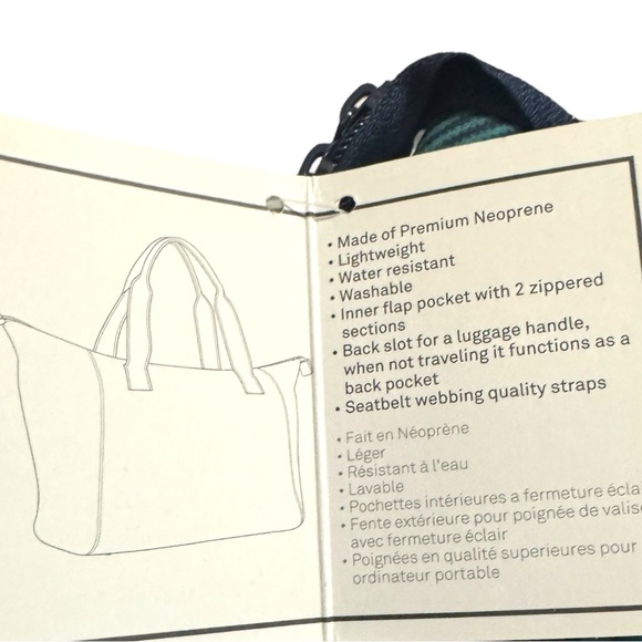 My Tagalongs Weekender Bag Blue Green Plaid Tote Neoprene Travel Bag Gym Bag - Picture 12 of 13